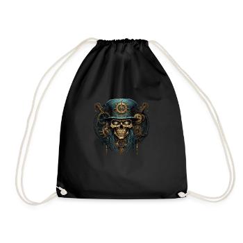 Steampunk Zombie Totenkopf - Turnbeutel - Schwarz - Vorne