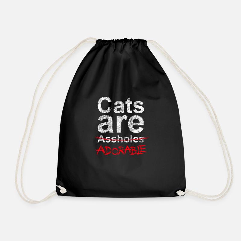 Adorable Cats 1 - Drawstring Bag - black