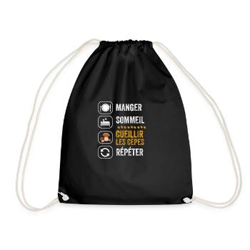 Manger Sommeil cueillir les cèpes répéter - Sac de sport léger - noir - Devant