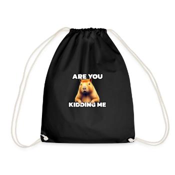 Funny Capybara - Are You Kigging Me - Cute Animal - Drawstring Bag - black - Front