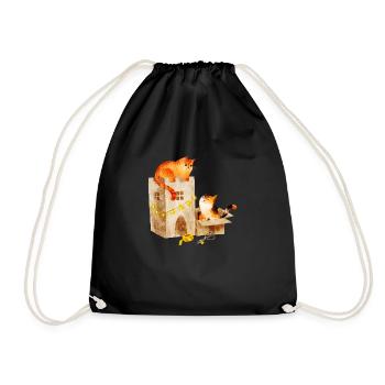 Cats in their own cardboard castle - Drawstring Bag - black - Front