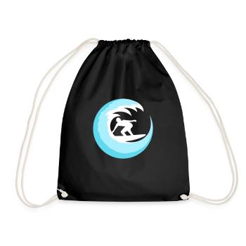 Surfer Surfbrett Runde Blaue Kreis Welle Surfen - Turnbeutel - Schwarz - Vorne