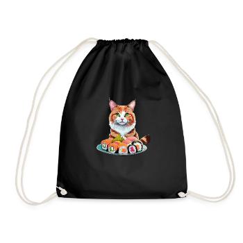 Sushi Cat - Drawstring Bag - black - Front