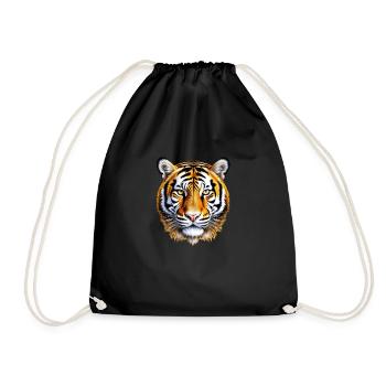 Orange tiger face - Drawstring Bag - black - Front