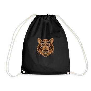orange tiger - Drawstring Bag - black - Front