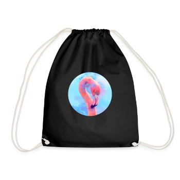 Flamingo Dream Bird Digital Illustration - Drawstring Bag - black - Front