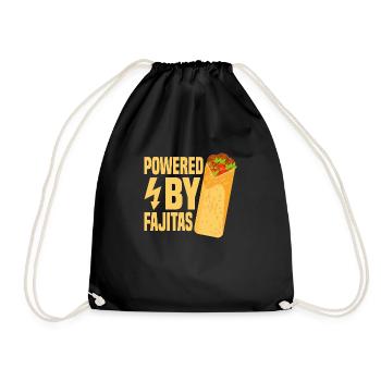 Powered By Fajitas Foodie Taco Food Wrap - Drawstring Bag - black - Front