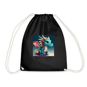 cute little baby dragon funny - Drawstring Bag - black - Front