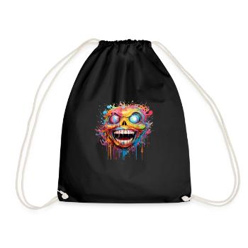 Crazy Skull - Drawstring Bag - black - Front