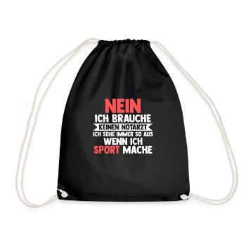 Sportmuffel Morgenmuffel Lustige Sprüche - Turnbeutel - Schwarz - Vorne