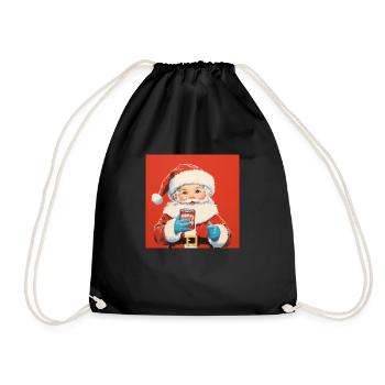 Santa Claus Baby - Weihnachtsmann Baby - Turnbeutel - Schwarz - Vorne