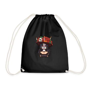 Sugar Skull Girl - Drawstring Bag - black - Front