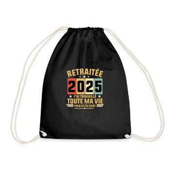 Retraitée 2025 / tee shirt Retraitée 2025 cadeau - Sac de sport léger - noir - Devant