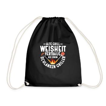 Alte Grill Weisheit Grillen BBQ Griller - Turnbeutel - Schwarz - Vorne