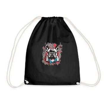 Französische Bulldogge Graffiti Look - Turnbeutel - Schwarz - Vorne