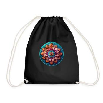 Mandala Blüte Entspannung - Turnbeutel - Schwarz - Vorne