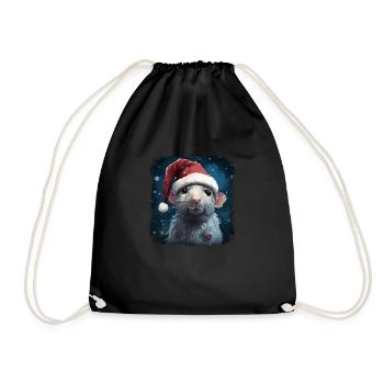 Coole Weihnachtspunk Ratte - Turnbeutel - Schwarz - Vorne