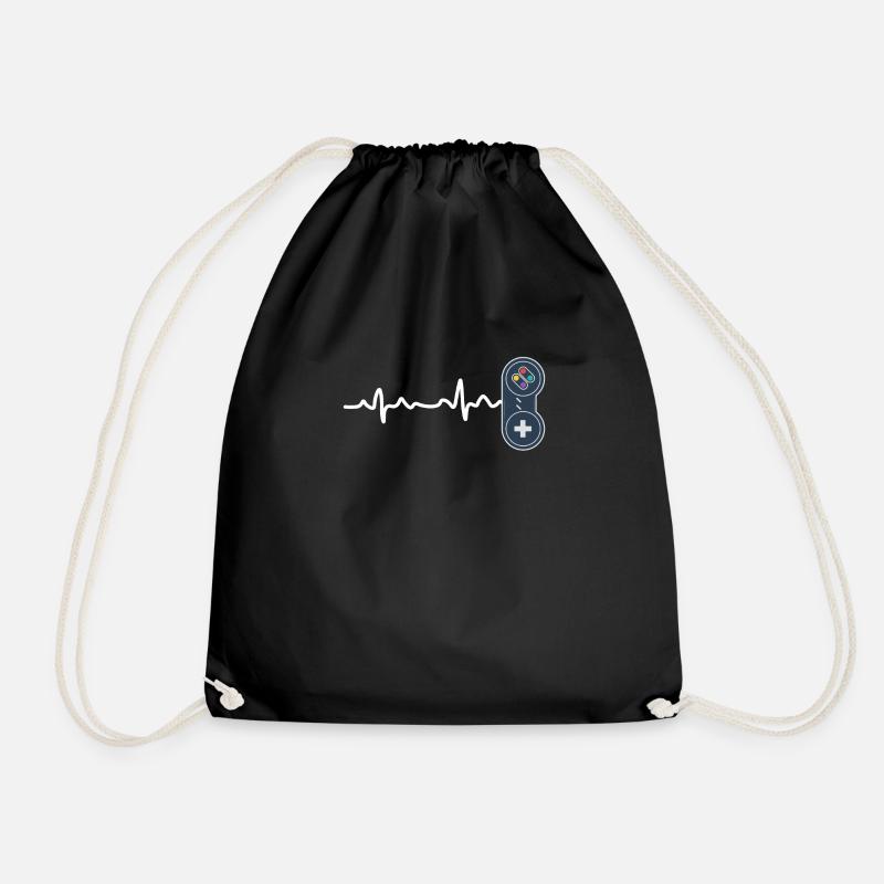Gaming heartbeat Console HeartBeat - Drawstring Bag - black