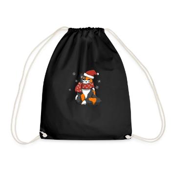 Weihnachtskatze - Turnbeutel - Schwarz - Vorne