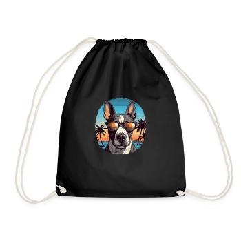 Cheerful bull terrier in holiday mood - Drawstring Bag - black - Front
