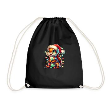 Christmas fun with the squirrel - Drawstring Bag - black - Front