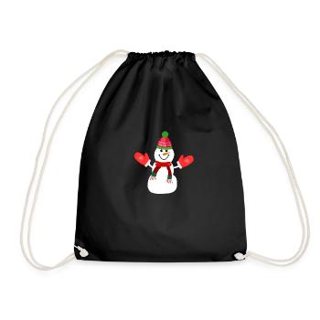 Weihnachts-Schneemann - Turnbeutel - Schwarz - Vorne