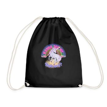 want to see my Unicorn Unicorn Ugly Sweater Retro - Drawstring Bag - black - Front