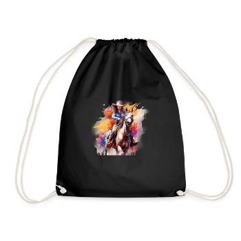 cow girl, cheval western - Sac de sport léger - noir - Devant
