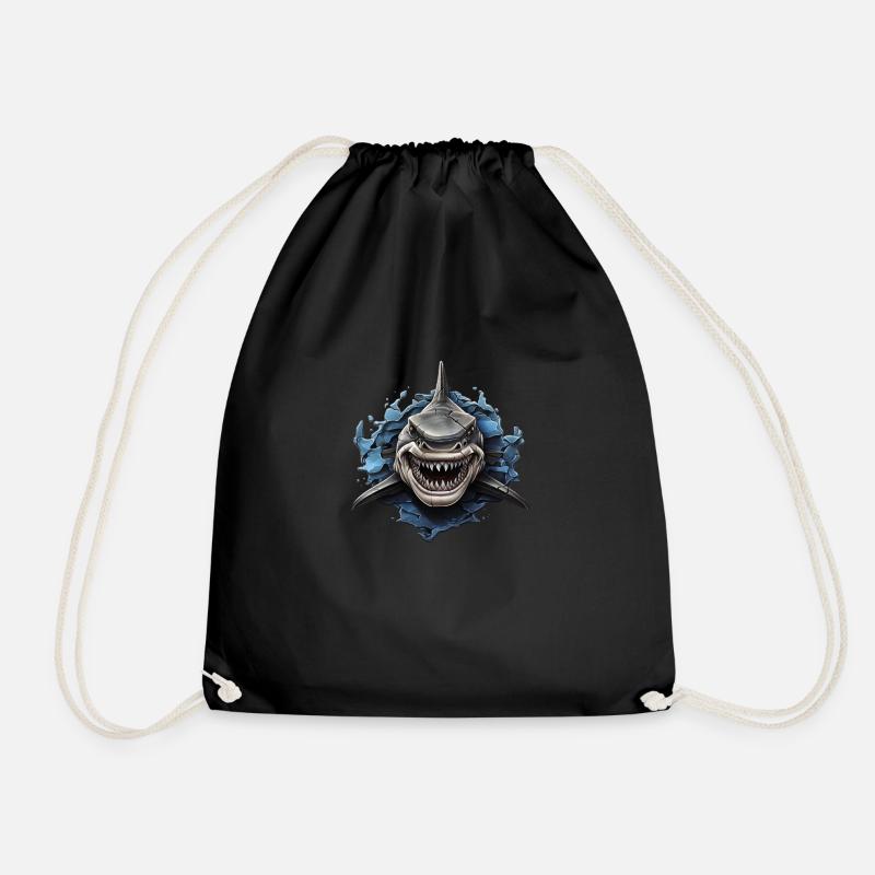 Cooles Hai Design - Turnbeutel - Schwarz