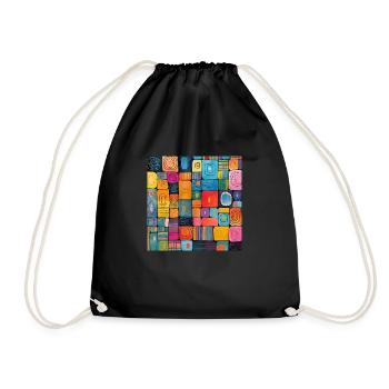 Checks in Colorful - Drawstring Bag - black - Front