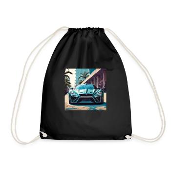 Blue Spacecar in Miami (Miami Collection) - Drawstring Bag - black - Front