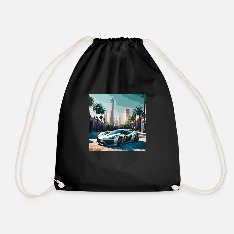 Race car in Miami (Miami Collection) - Turnbeutel - Schwarz