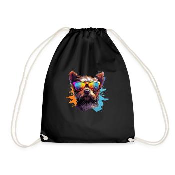 Cooler Hund mit Sonnenbrille Hunde Design - Turnbeutel - Schwarz - Vorne