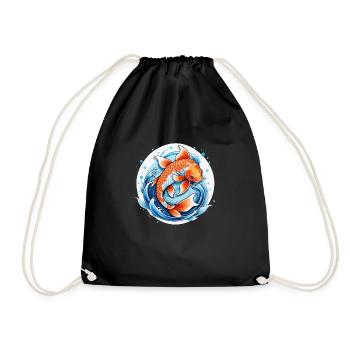 Koi Carp - Japanese Fish - Drawstring Bag - black - Front