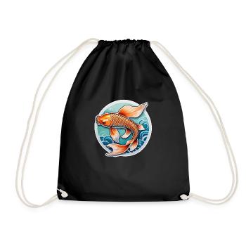 Koi Carp - Japanese Fish - Drawstring Bag - black - Front
