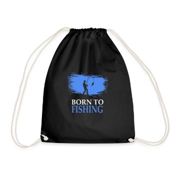Angler born to fishing Angeln - Drawstring Bag - black - Front
