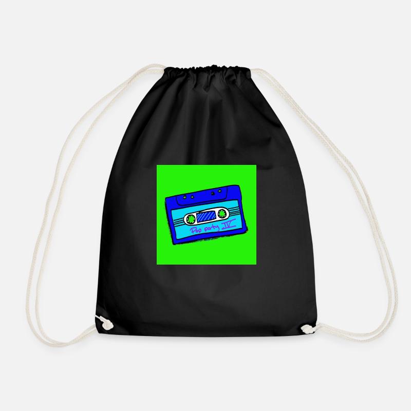 Retro cassette pop party 4 - Drawstring Bag - black