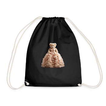 Teddy bear in wedding dress - Drawstring Bag - black - Front