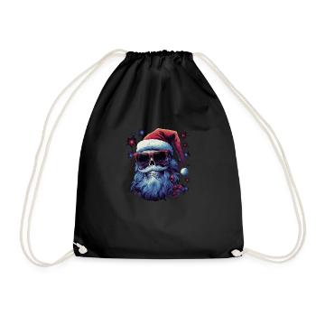 Skull with Santa hat - Drawstring Bag - black - Front