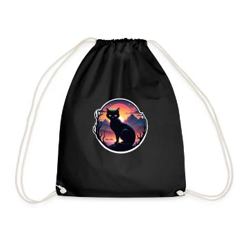 chat paysage et coucher de soleil - Sac de sport léger - noir - Devant
