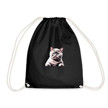 British Shorthair Cat Baby Cat Cat Male Cats - Drawstring Bag - black - Front
