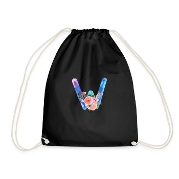 Letter w watercolor - Drawstring Bag - black - Front