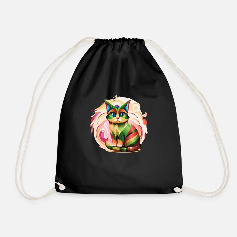 Color Burst Cat - Turnbeutel - Schwarz