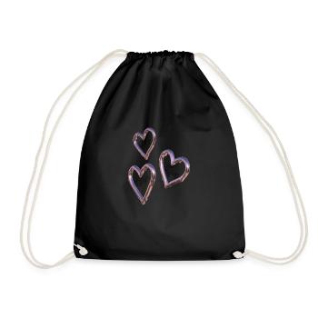 Live Love Laugh - verspiegelte Herzen - Turnbeutel - Schwarz - Vorne