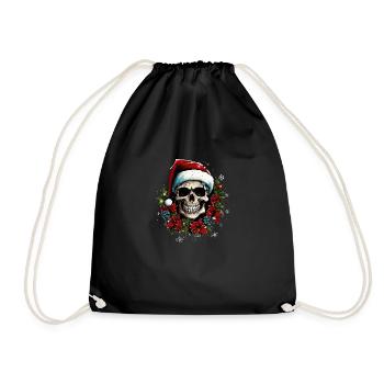 christmas skull - Turnbeutel - Schwarz - Vorne