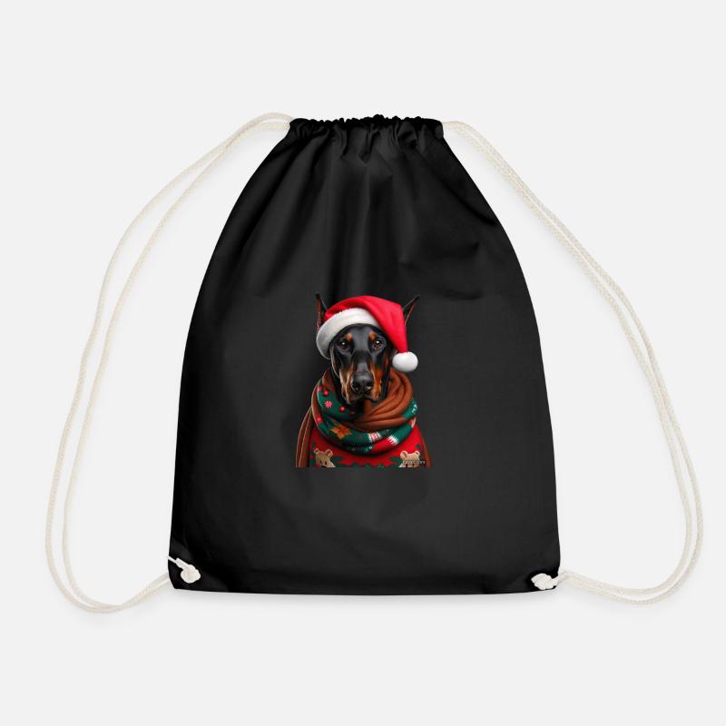 Doberman Weihnachten - Turnbeutel - Schwarz
