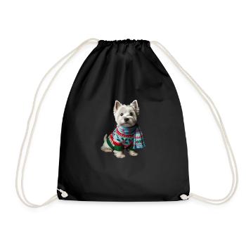 West Highland White Terrier Weihnachten - Turnbeutel - Schwarz - Vorne
