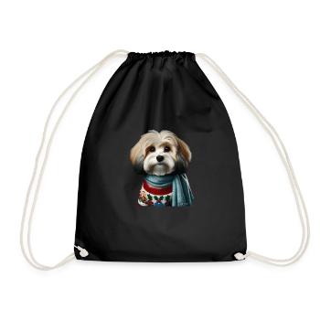 Havanese Weihnachten - Turnbeutel - Schwarz - Vorne