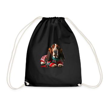 Basset Weihnachten - Turnbeutel - Schwarz - Vorne