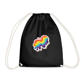 Regenbogen-Pouring-Farbe - Turnbeutel - Schwarz - Vorne